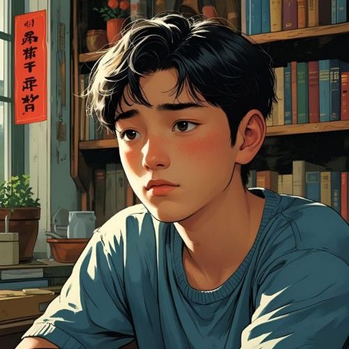 Un adolescent à l'air triste dans une bibliothèque