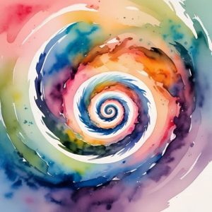 Un spirale colorée en aquarelle symbolisant l'expansion